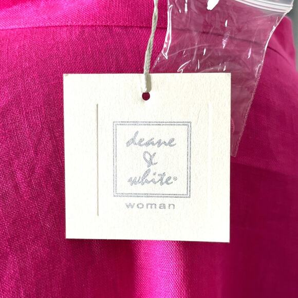 Deane & White Linen Button Down Shirt Top 2X Fuchsia New - Picture 9 of 10